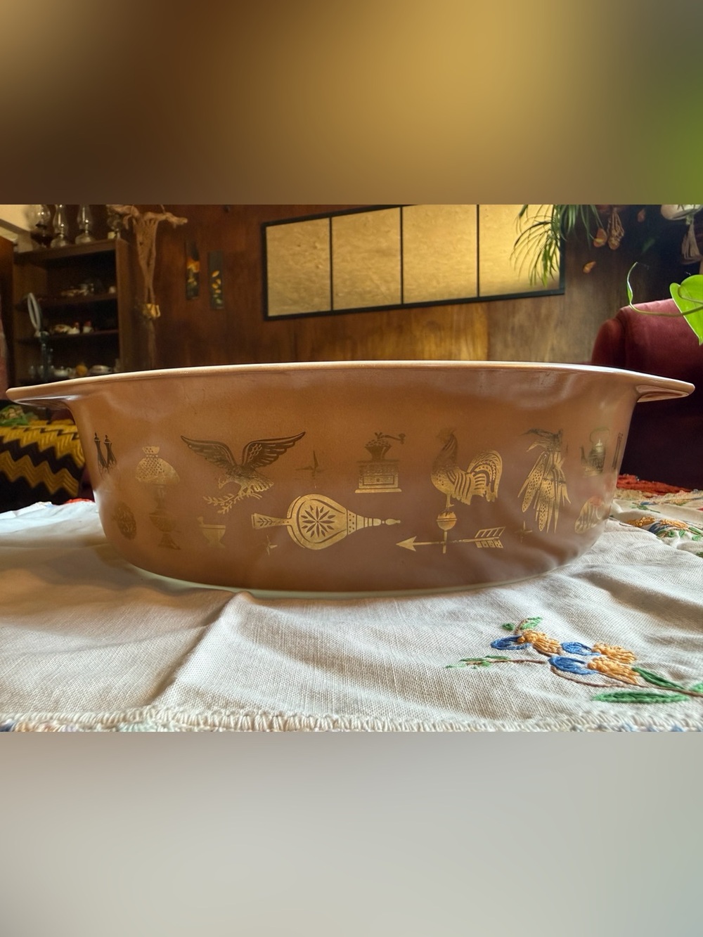 Vintage Pyrex Early American #045 2.5 Qt Oval Casserole 1960s
